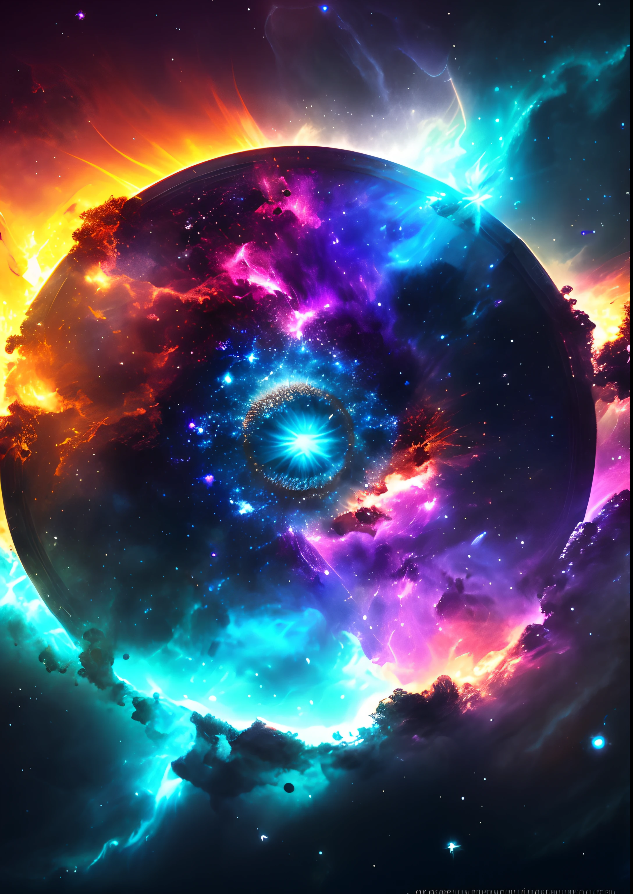 dreamlikeart, galaxy, outer space, nebula, star, [cyberpunked] Sun from the stars (star:1.5),
