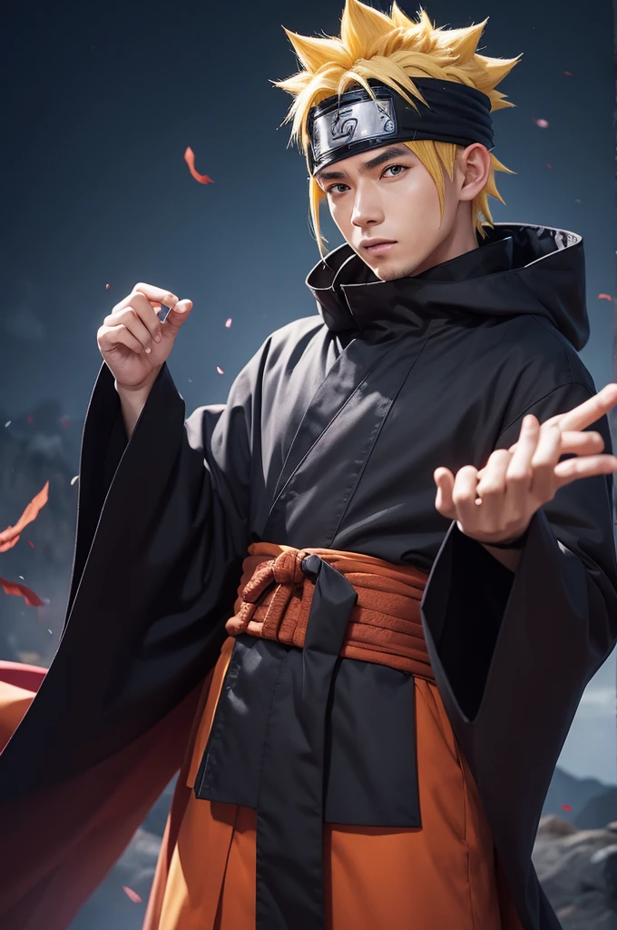 Man with naruto akatsuki cloak