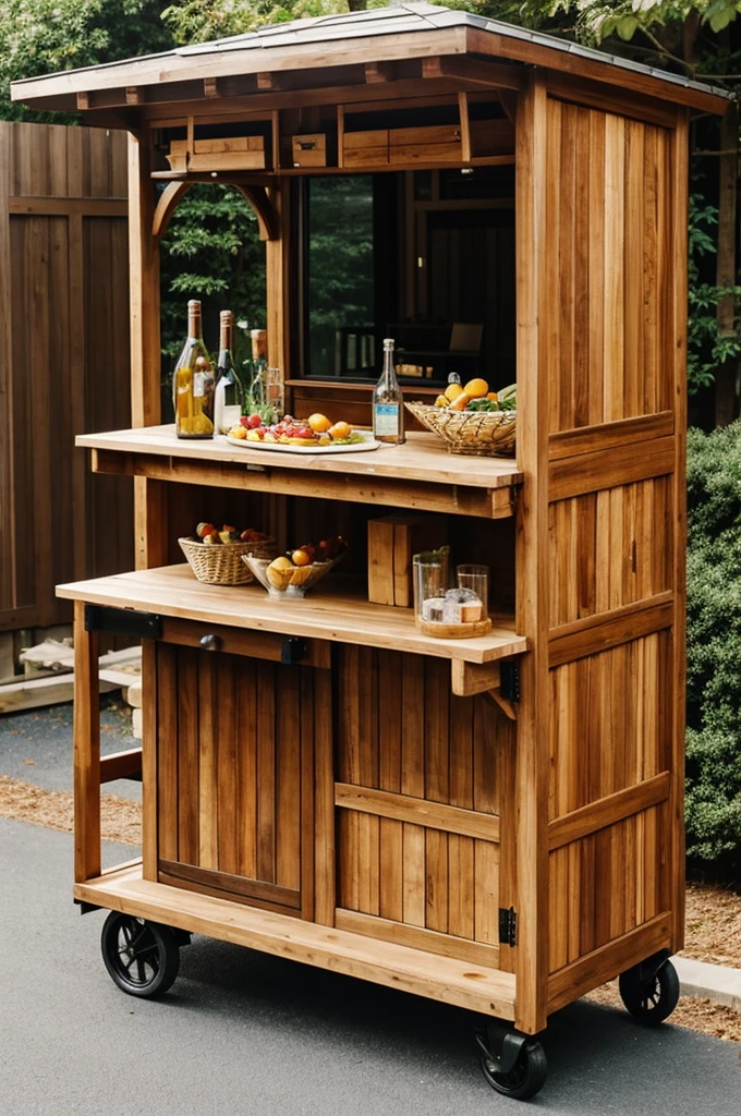 wooden food cart, event at home