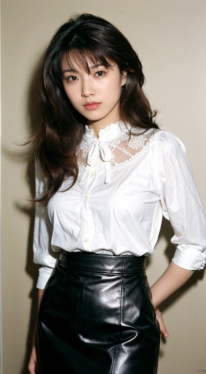 ((Highest quality, 8K, Pieces fly, Portraits: 1.3)), (Viewer Display), Photographic realism, Sharp focus, alone, Japan Moro Islamic Liberation Front, beauty products,Wavy Hair, Accentuate your breasts, ((Big Breasts))),,30 years old, ((Pencil Skirt:1.0), (manhattan lace blouse:1.0),Stand up on your own two feet:1.3)