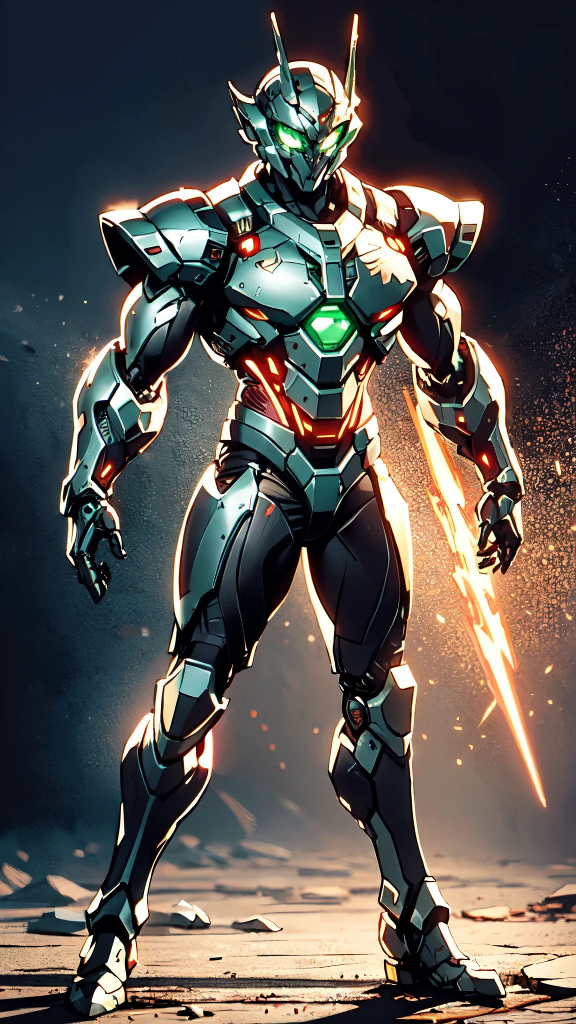 A man wearing a full-face helmet, a fantasy-style biotech armored combat suit, green eyes, (a composite layered chest armor), fully enclosed shoulder guards, matching arm and leg guards, the belt is adorned with dragon claw grasping orbs, (the color scheme is primarily black with red accents), the design balances heavy with agility, a high-tech bio-mecha armor, (Armor Concept Inspired by Dragons, stand on the top of a skyscraper in a futuristic sci-fi city), this character embodies a finely crafted fantasy-surreal style armored hero in anime style, exquisite and mature manga art style, (element, plasma, energy, the armor glows), ((male:1.5)), metallic, real texture material, dramatic, high definition, best quality, highres, ultra-detailed, ultra-fine painting, extremely delicate, professional, perfect body proportions, golden ratio, anatomically correct, symmetrical face, extremely detailed eyes and face, high quality eyes, creativity, RAW photo, UHD, 32k, Natural light, cinematic lighting, masterpiece-anatomy-perfect, masterpiece:1.5
