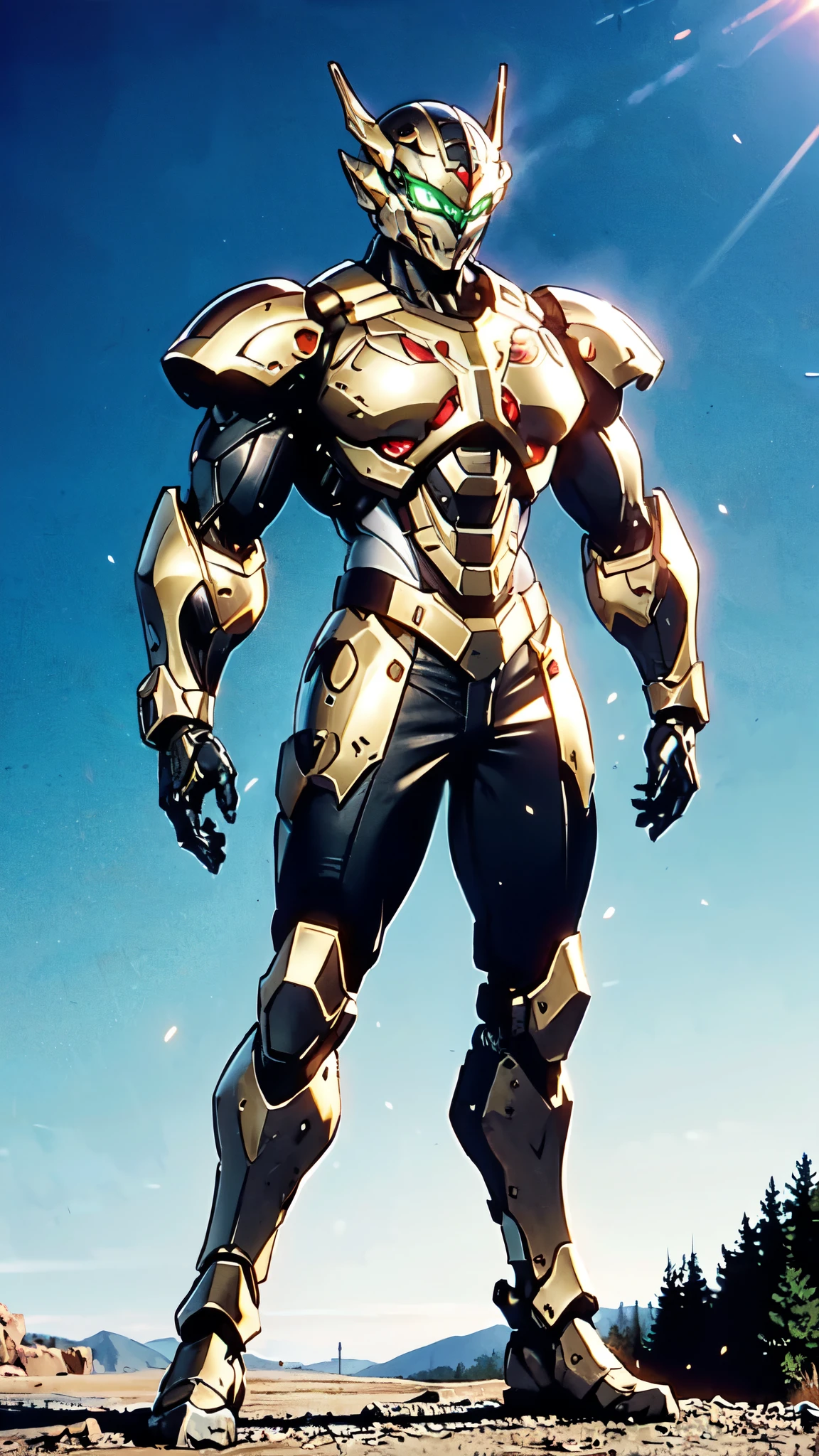A man wearing a full-face helmet, a fantasy-style biotech armored combat suit, green eyes, (a composite layered chest armor), fully enclosed shoulder guards, matching arm and leg guards, the belt is adorned with dragon claw grasping orbs, (the color scheme is primarily black with red accents), the design balances heavy with agility, a high-tech bio-mecha armor, (Armor Concept Inspired by Dragons, stand on the top of a skyscraper in a futuristic sci-fi city), this character embodies a finely crafted fantasy-surreal style armored hero in anime style, exquisite and mature manga art style, (element, plasma, energy, the armor glows), ((male:1.5)), metallic, real texture material, dramatic, high definition, best quality, highres, ultra-detailed, ultra-fine painting, extremely delicate, professional, perfect body proportions, golden ratio, anatomically correct, symmetrical face, extremely detailed eyes and face, high quality eyes, creativity, RAW photo, UHD, 32k, Natural light, cinematic lighting, masterpiece-anatomy-perfect, masterpiece:1.5