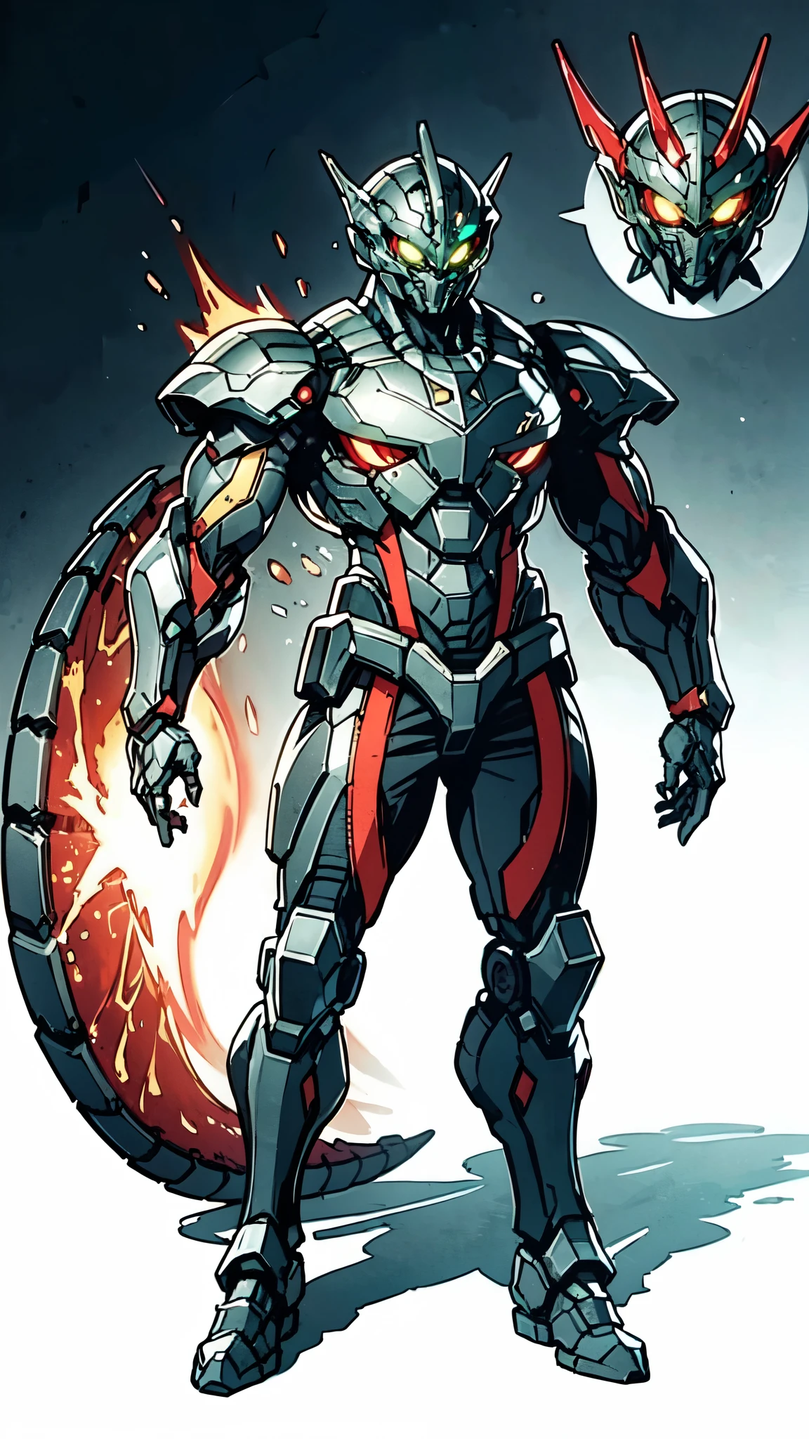 A man wearing a full-face helmet, a fantasy-style biotech armored combat suit, green eyes, (a composite layered chest armor), fully enclosed shoulder guards, matching arm and leg guards, the belt is adorned with dragon claw grasping orbs, (the color scheme is primarily black with red accents), the design balances heavy with agility, a high-tech bio-mecha armor, (Armor Concept Inspired by Dragons, stand on the top of a skyscraper in a futuristic sci-fi city), this character embodies a finely crafted fantasy-surreal style armored hero in anime style, exquisite and mature manga art style, (element, plasma, energy, the armor glows), ((male:1.5)), metallic, real texture material, dramatic, high definition, best quality, highres, ultra-detailed, ultra-fine painting, extremely delicate, professional, perfect body proportions, golden ratio, anatomically correct, symmetrical face, extremely detailed eyes and face, high quality eyes, creativity, RAW photo, UHD, 32k, Natural light, cinematic lighting, masterpiece-anatomy-perfect, masterpiece:1.5