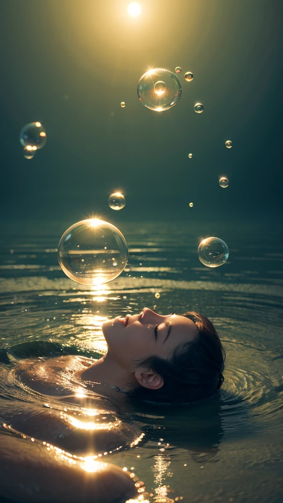 born, Highest quality, High resolution, masterpiece: 1.3), Bubbles floating on water, masterpiece, Soft and forgotten, Realistic, 1 scene, A closer look, Shining Surface, Translucent foam, Dynamic Movement, Enchanting, quiet, peaceful, Calm, Gentle Dance, The joy of nature, calm down, appease, refresh, 3D Octane Rendering, Ray Tracing, Super Detail Viewer, close, Particle Effects, Volumetric lighting, Shadow play, Ambient Lighting.

透明なBubbles floating on water, Their soft and forgotten shapes are captivating