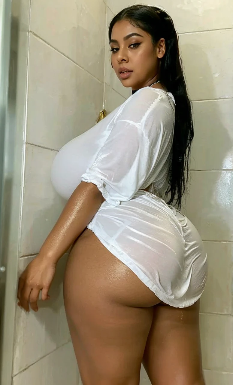 Arabic Woman, beautiful, sexy girl, ultra realistic, young woman, large ass, big bouncy ass, very sexy, Alluring, Tempting,  high camera angle, skinny curvy

Egyptian girl, long hair down to waist, eyes closed shut, darker skin, black nail polish, hour glass figure, facing viewer, coal black eye shadow

Pleasure expression, short torso, pleasure facial expression, mouth open wide, dark black eyeliner, mascara, eyelids black, very long shiny straight black hair

Short upper body, Egyptian arab, facing viewer, woman looking up, thick thighs, plump lips, looking down at woman, eyes closed

Big soft ass, Egyptian, beautiful Arabic woman, slender face, amazing cheek bones, curvacious, vuluptuous woman, wide hips, thick voluptous thighs

A round gold pendant necklace

Romantic mansion fireplace background, lanterns, lit by lanterns, campfire lighting
Laying down beside the fireplace on a white fur rug

(Top view: 1.2) 

High camera angle pointing downward at the subject

Very long shiny black hair down to waist

Darker skin tone

Long eyelashes

Very long straight shiny black hair down to hips

Wide hips, thin waist and fat thighs

Wide hips, thin waist, a fat round ass with cellulite, fat thighs

(Very short and curvy woman, very very short woman
Make woman 150 cm, 5ft tall)
Make womans stomach shorter in length, short abdomen

38 GG droopy breasts: 1.3

Short curvy cellulite body

(Very big natural sagging breasts, soft cellulite)

Plus size woman is very short in height and curvy

HEIGHT OF WOMAN IS 150CM, VERY SHORT IN HEIGHT

Very curvy hour glass shape, short and curvy, short legs, short abdomen and stomach
Very short woman

(gigantic breasts, large breasts, huge breasts:1.3)

Plus size woman, abit of cellulite all over body

Perfect cheek bones, sunken cheeks

Huge gigantic ass and wide hips

Soft and squishy breasts

Beautiful face, model look, plump full lips

Wearing a black choker

150 cm tall, woman is very short and curvy