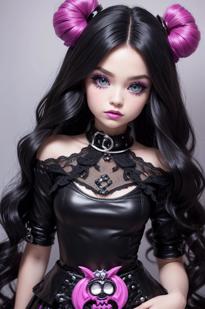 Create a blonde monster high with blonde hair , and a monster high with wavy black hair