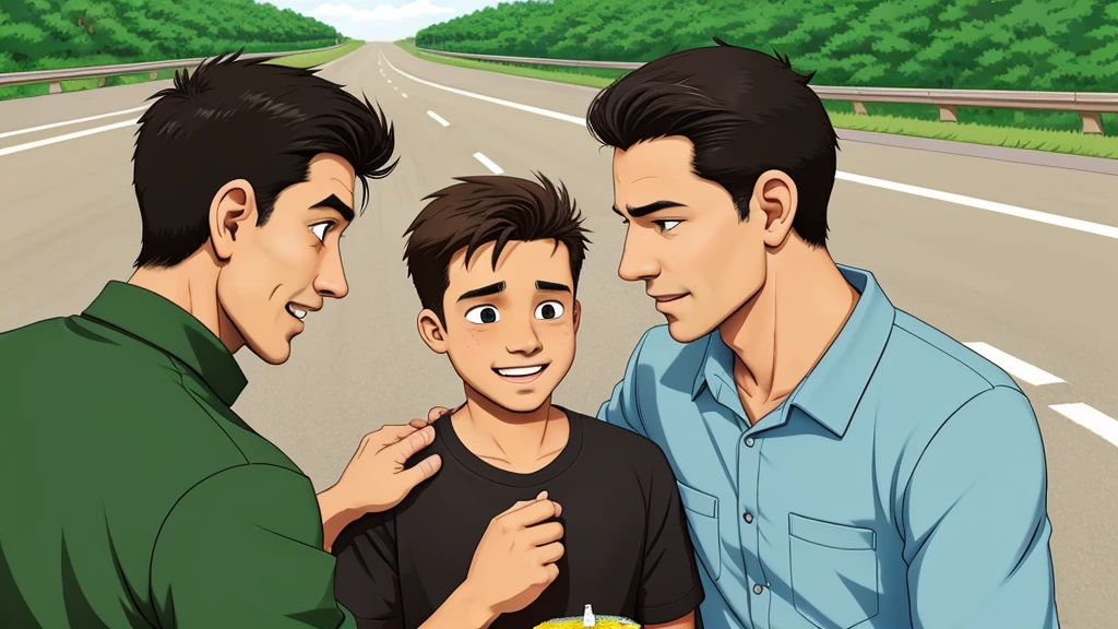 A proud man is going on the road when his 15 year old son meets his poor father on the road with a cake in his hand to celebrate his father's birthday. Cartoon Image Animated Story