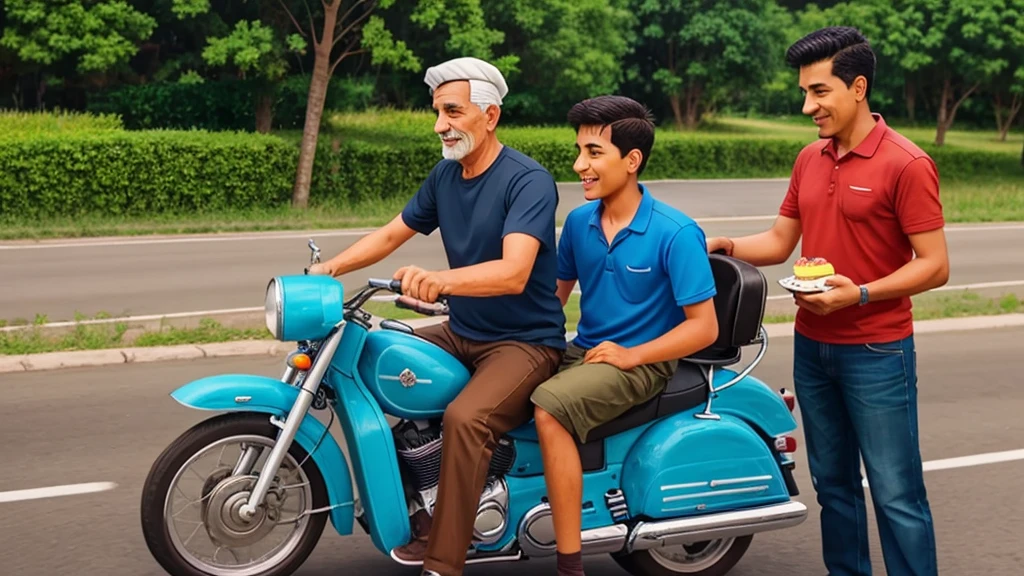 A proud man is going on the road when his 15 year old son meets his poor father on the road with a cake in his hand to celebrate his father's birthday. Cartoon Image Animated Story