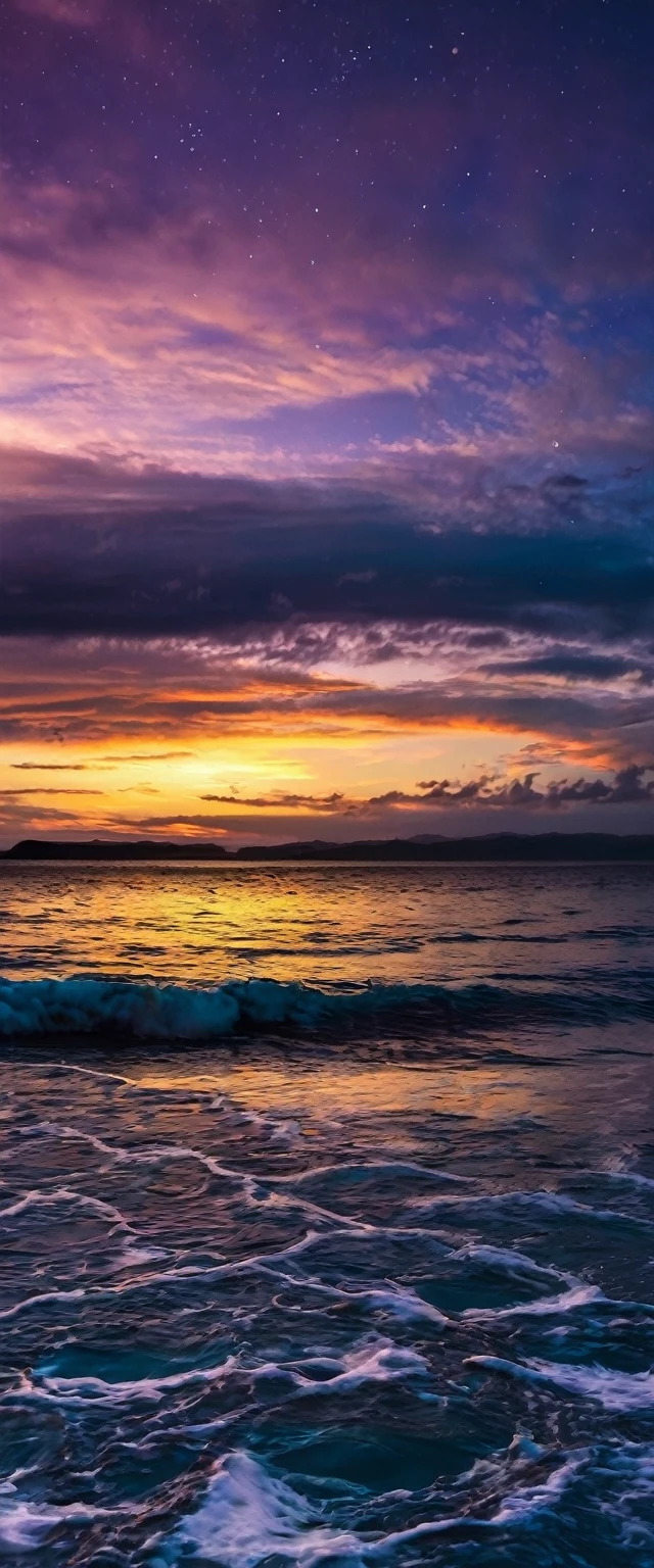 water, Ocean, Dark Sky, sunset, Milky Way