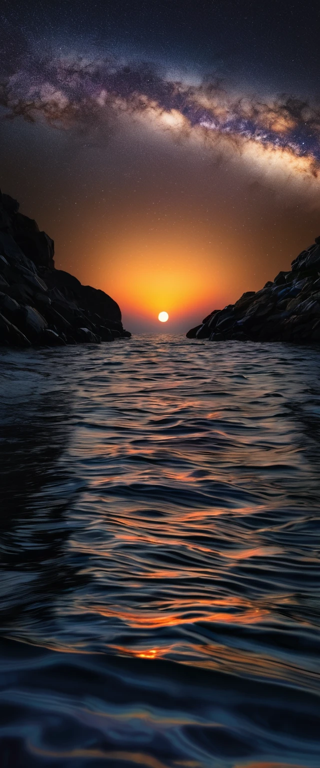 water, Ocean, Dark Sky, sunset, Milky Way