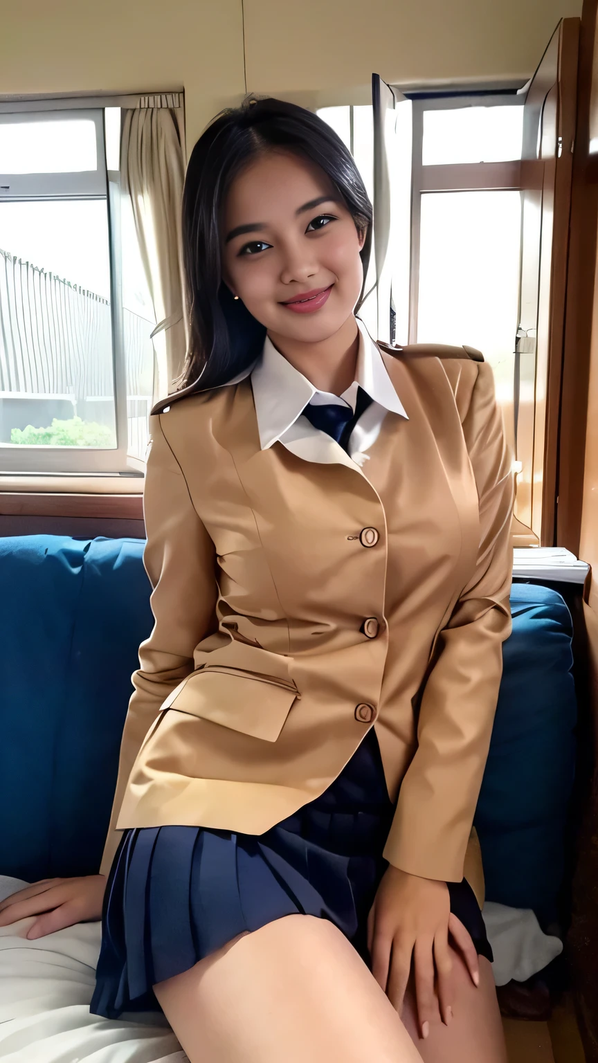 highest quality, shape, Very detailed, finely, High resolution, 8k wallpaper, Perfect and dynamic composition, Beautiful and detailed, Medium Hair, Mid-chest, Natural color lip, Sexy pose, Life form, View your viewers, smile, -yeld giYoung face、low length、Very big breasts、Ecstasy (school uniform:1.2), open legs, long legs, erotic, Fair skin, Whitening, (Sex, vaginal), Life form, Mole, Mole under eye