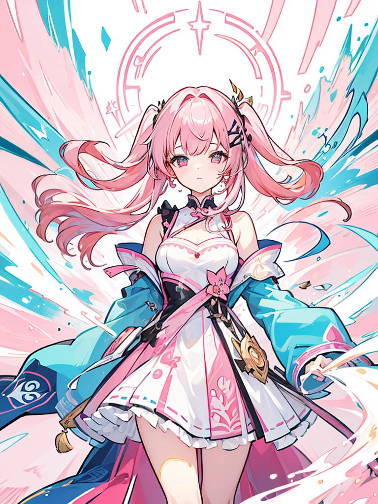 (best quality:1.3), (Artwork:1.3), (illustration:1.3), (ultra-detailed:1.3), (imid shot:0.9), 1 girl, medium breasts,((pink hair ))), hair ornaments, Tall, Mature, hair