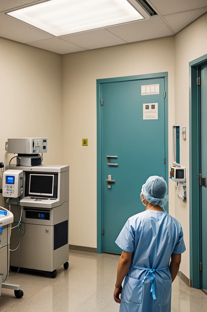 In front of the operating room in the hospital