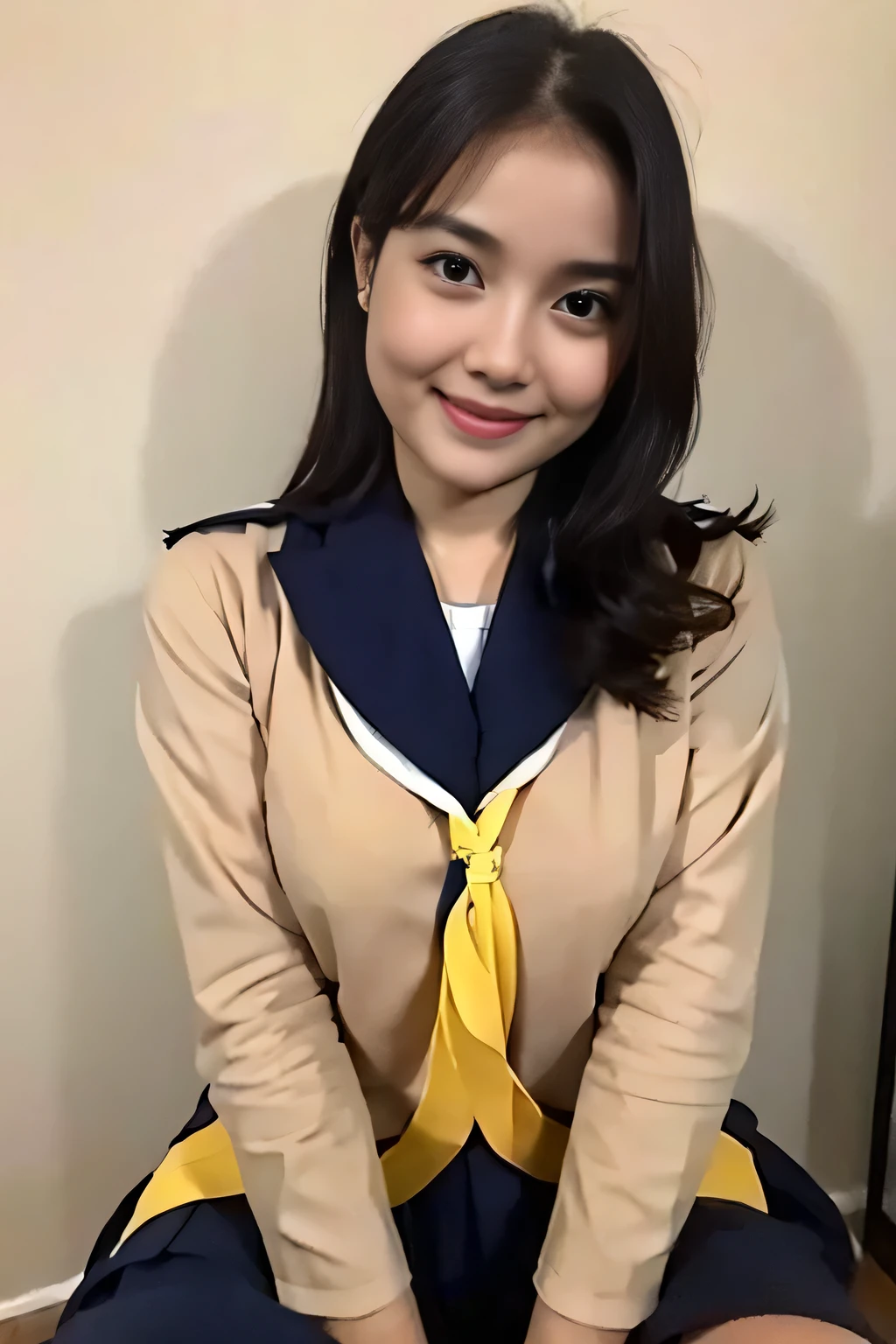 highest quality, shape, Very detailed, finely, High resolution, 8k wallpaper, Perfect and dynamic composition, Beautiful and detailed, Medium Hair, Mid-chest, Natural color lip, Sexy pose, Life form, View your viewers, smile, 17-year-old girl,Young face、low length、Very big breasts、??????? (school uniform:1.2), open legs, long legs, erotic, Fair skin, Whitening, (Sex, vaginal), Life form, Mole, Mole under eye