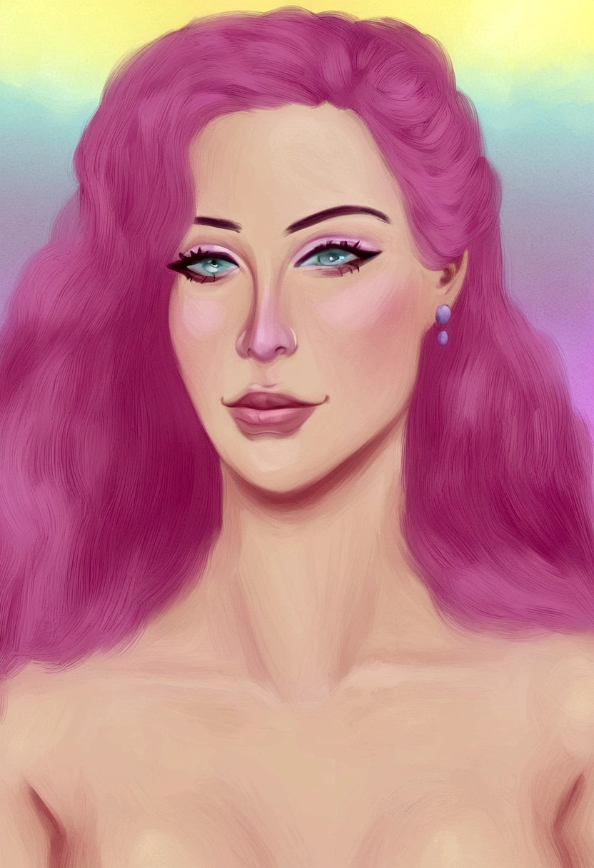 girl pink pepe as mona lisa, pink hair, dreamy vaporwave background, painting
