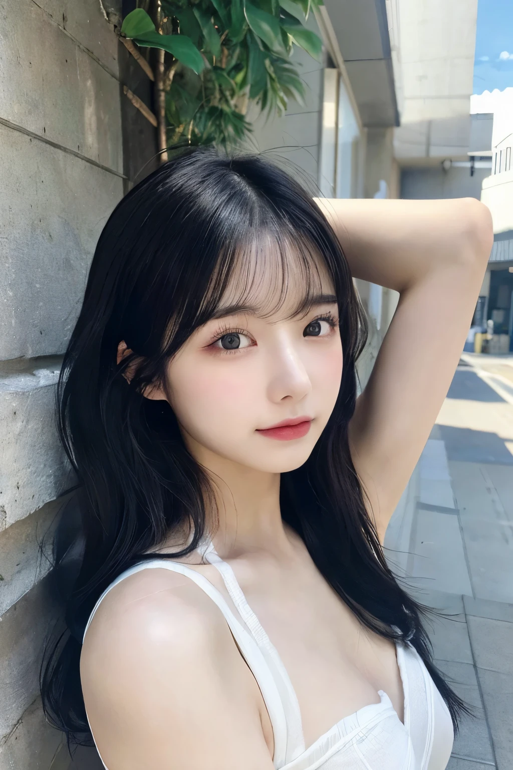 (small 、underwear)、(Highest quality,masterpiece:1.3,Ultra-high resolution,),(Ultra-detailed,Caustics),(Photorealistic:1.4,RAW shooting,)Ultra-Realistic Capture,Very detailed,High resolution 16K for human skin、 The skin texture is natural、The skin looks healthy、The color is also uniform.、 Use natural light and color,One Woman,Japanese,,cute,Black-haired,Mid-length hair,(Depth of written boundary、chromatic aberration、、Wide range of lighting、Natural Shading、)、(Hair swaying in the wind:1.2)、white wall with windows