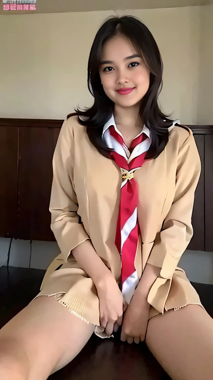 highest quality, shape, Very detailed, finely, High resolution, 8k wallpaper, Perfect and dynamic composition, Beautiful and detailed, Medium Hair, Mid-chest, Natural color lip, Sexy pose, Life form, View your viewers, smile, -yeld giYoung face、low length、Very big breasts、Ecstasy (school uniform:1.2), open legs, long legs, erotic, Fair skin, Whitening, (Sex, vaginal), Life form, Mole, Mole under eye