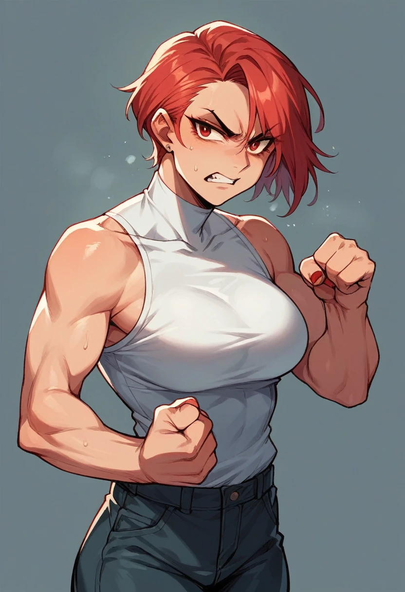 Woman fist Red nails