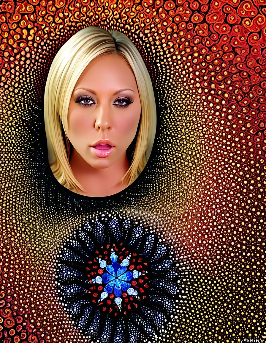 Utilize intricate fractal patterns to enhance the imagery of Kaley Cuoco, creating a mesmerizing and abstract representation inspired by the beauty of fractal geometry.