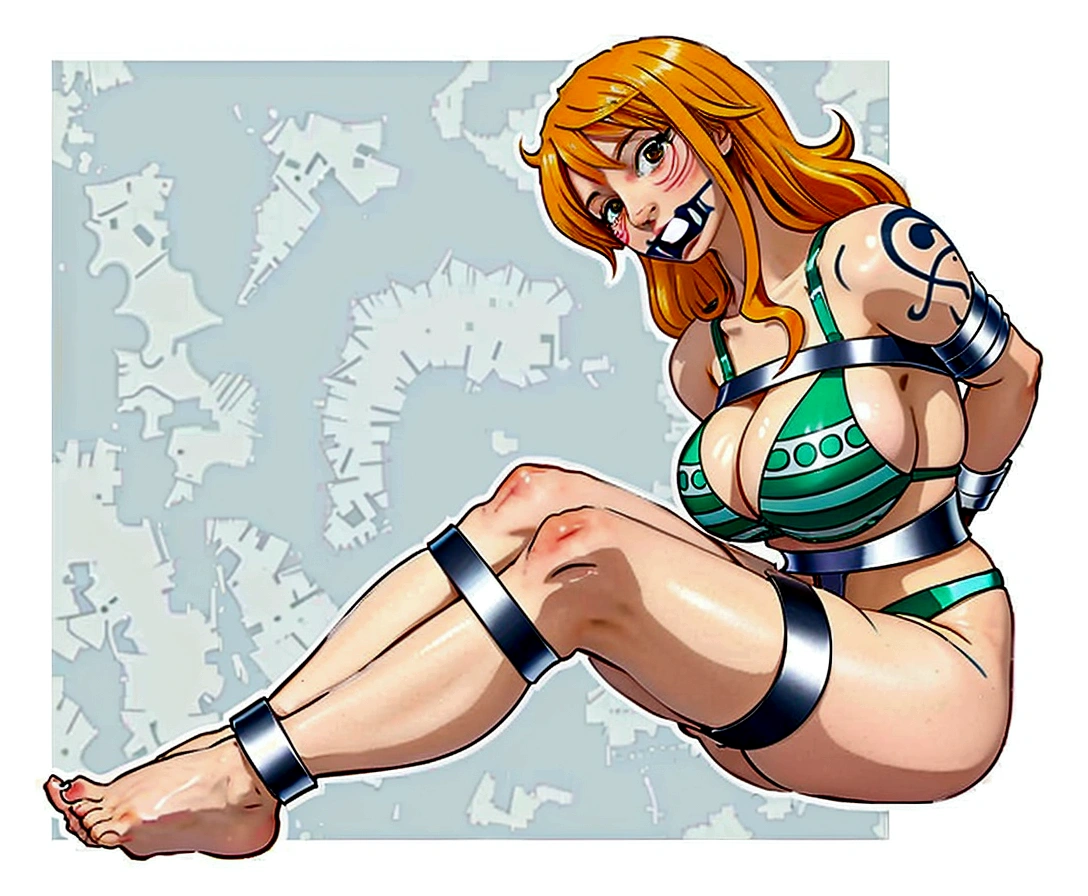 Gros plan d’un dessin animé d’une femme en bikini, nous from one piece, nous one piece, nous, Asuka suit under clothes!, beautiful portrait of nous, commission pour la haute résolution, câbles sur son corps, cel shader anime, je ferai aussi des fanarts, animation adulte ombragée par cellule, cel shader!!!, Anya de la famille Spy X, Asuka