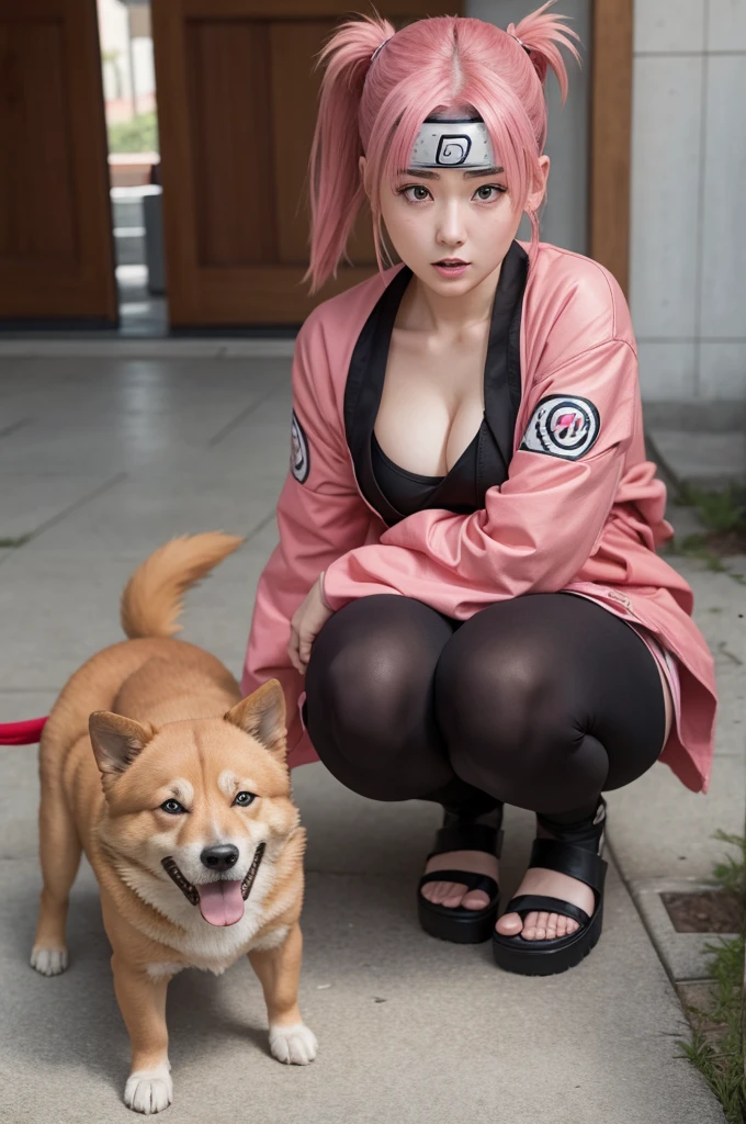 sakura (from naruto) fucking a lot with a dog in heat