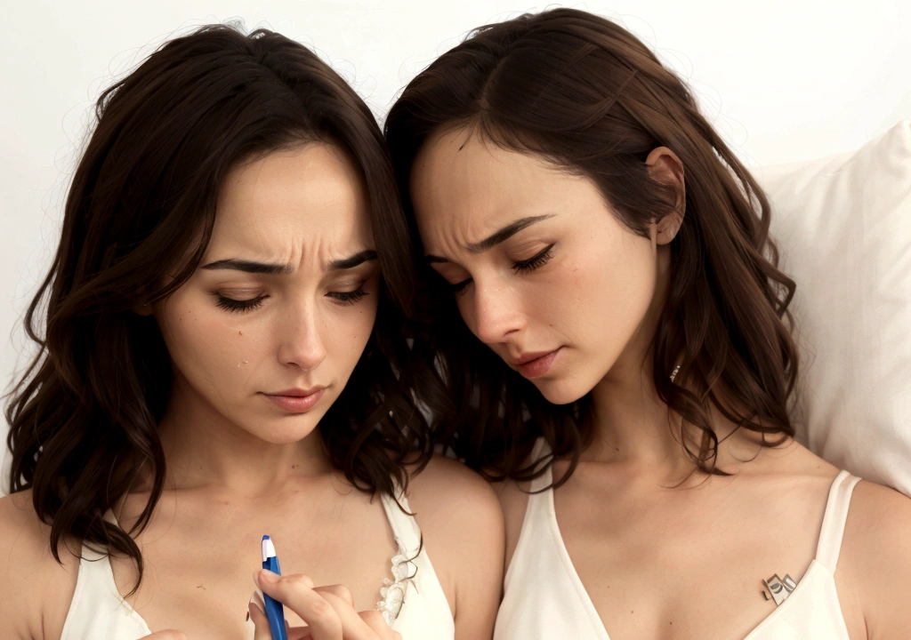 a woman crying looking at a pregnancy test