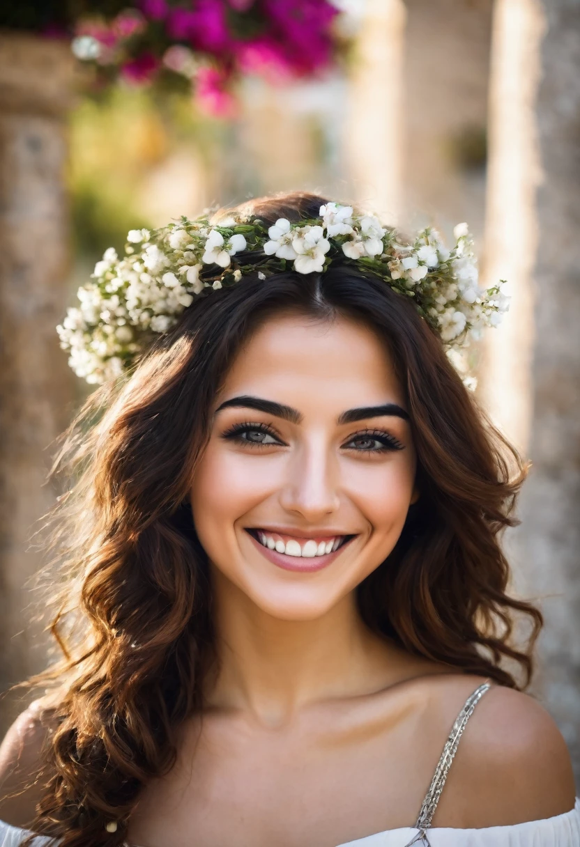 beautiful greek woman, smiling