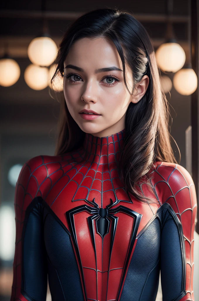 A photograph of Spider-Man, without mask, the 20s, bonitas, face detailed, looking at the camera, portraite, 8k hd, high qualiy