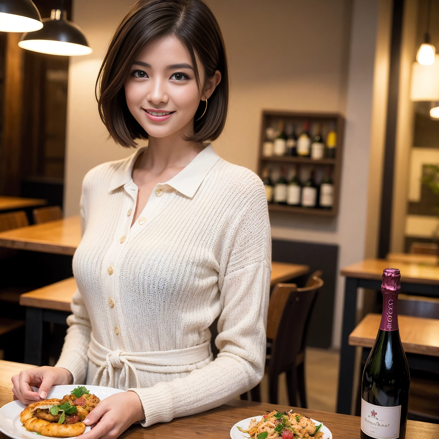 ((Highest quality、8K、masterpiece:1.3))、Yuuko Araki、slimカップル、Pink rubber、modelカップル、(Realistic, Intricate details:1.2), full-course dinner、Wine Party、Amazing view of the sunset sky and clouds、A bright smile、The wonderfulness of smile、Bright image、The beauty of wine, Beautiful Face, blue eyes, The light shines on your face, Blushing, short hair,Bright Face、 (Age 37), 39 years old, red wine 、Appetizers、Italian food、Wine bottle、Champagne、sparkling wine、Two beauties、Brown Hair、Shortcuts、Long sleeve shirt、dress、Beautiful woman 1, (slimな顔), (The body is slim), (Brown Hair), (Shortcuts), cheeks turn a little red,Attractive beauty、restaurant, In a prominent place (From the waist up) Nova Frog Style, actress, model, Upper Body, White wine, slim, wine glass, 中央に置かれたwine glass, smile, (smile: 1.15), Beautiful fine grain, Depth f/2,saturation, High Contrast, Strong light and shadow,Moist Body:1.5、3D texture、Delicate eyes、Brown Hair、The hair is very shiny、