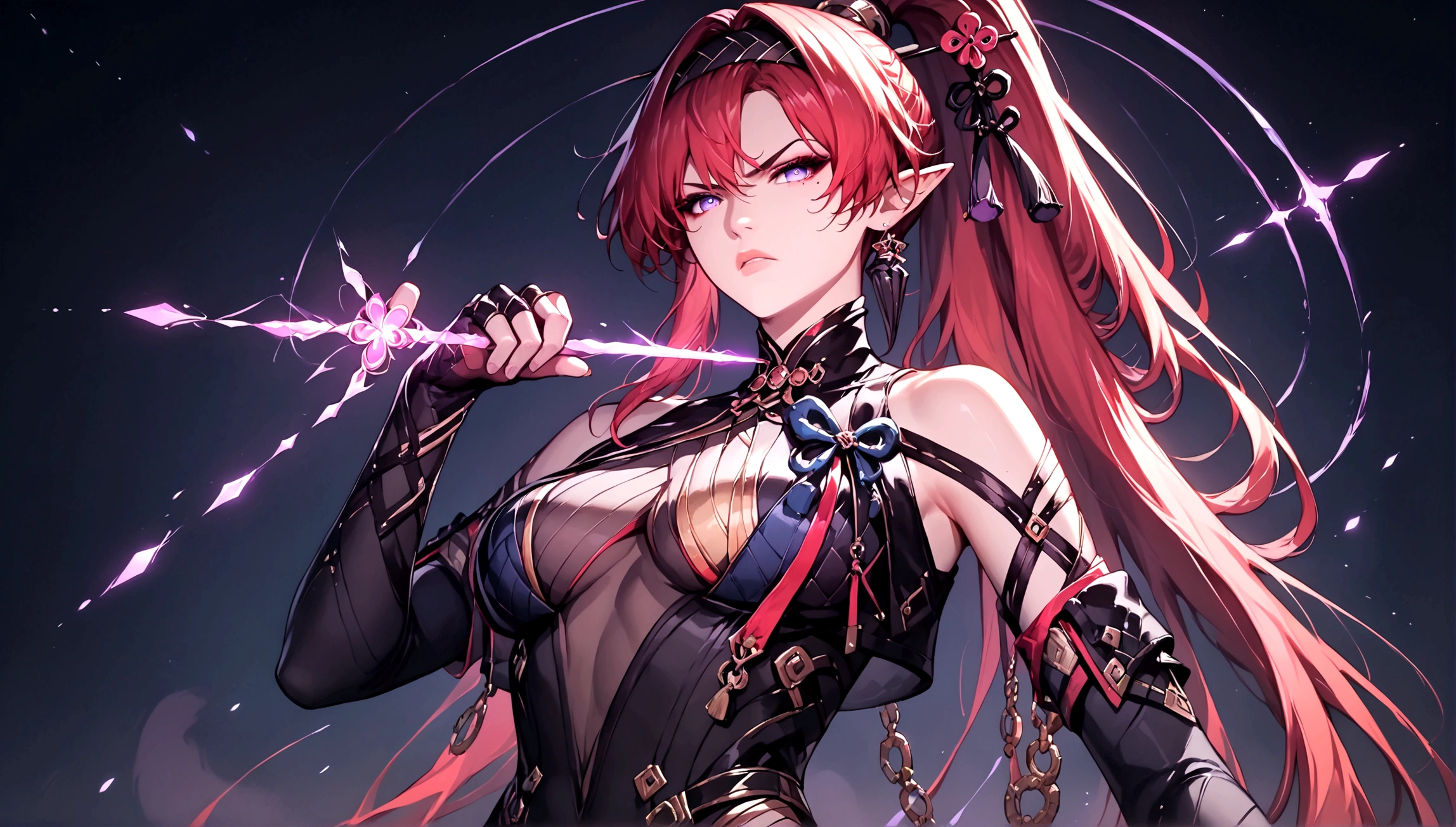 score_9, score_8_up, score_7_up, score_6_up, (masterpiece, top quality, best quality, official art, beautiful and aesthetic:1.2), centered, 1girl, y1nl1n, official_costume, glare, serious look, dynamic action pose, close up, g0thicPXL, glowing, neon, abstract background,