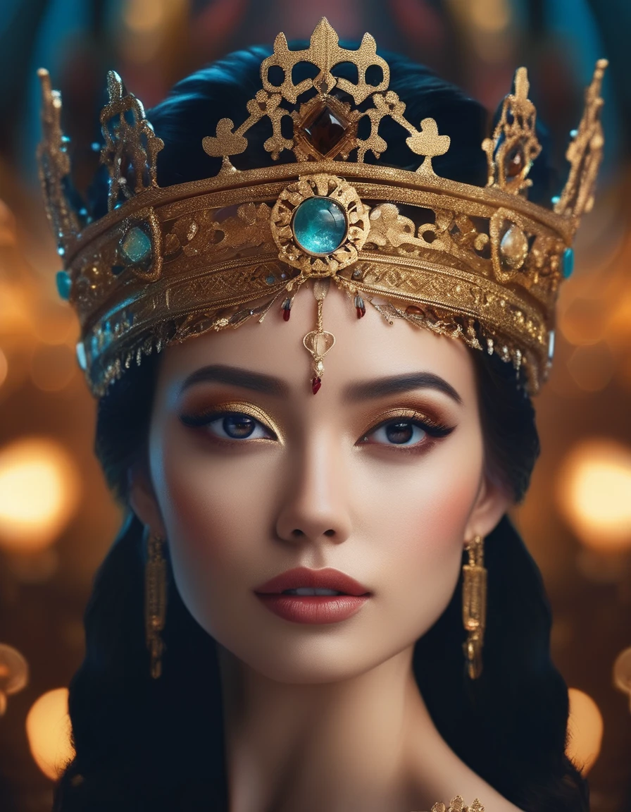 cinematic photo Very detailed portrait of  (((ah、woman))) As a graceful goddess, Decorative crown, Beautiful symmetrical face, Digital Painting, Art Station, Concept Art, Smooth, Clear focus, figure, Greg Rutkowski, art gelm, Global Illumination, Detailed and fantastic . 35mm Photography, movie, Bokeh, Professional, 4K, Very detailed