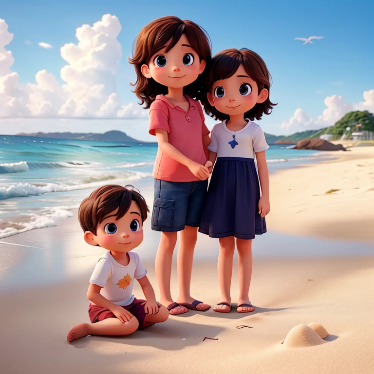 Raising 2 children playing on the beach