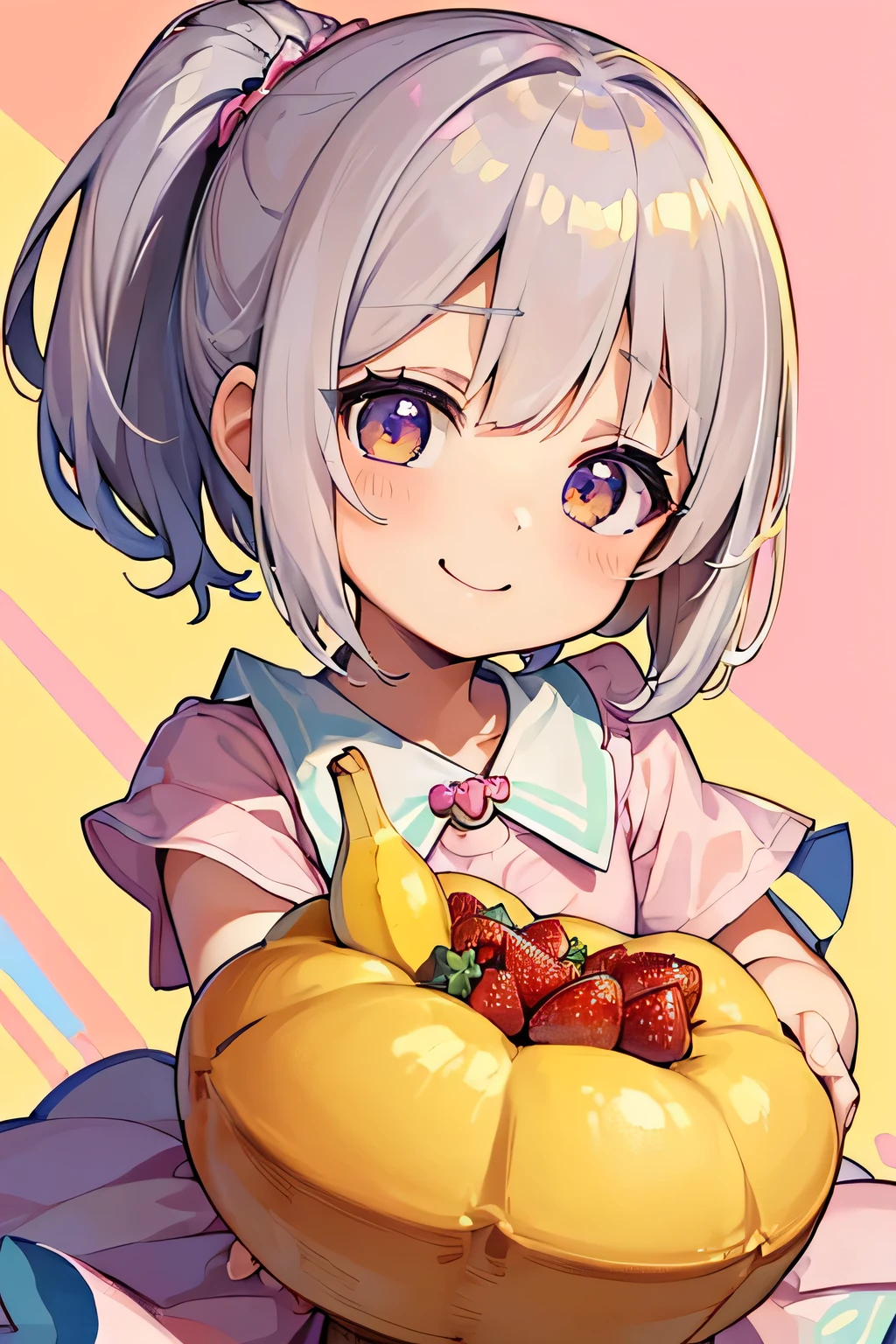 Highest quality、High resolution、Detailed Background、(Beautiful face in every detail:1.4)、Anatomically correct、(Detailed eyes:1.2)、 Girl、Highly detailed face、cute hair color、Bobcut、ponytail、Twin tails、Fairy、A big smile、smile、cute gesture、Cowboy Shot、
(🎃Two beautiful girls in fruit costumes:1.5)、Fruit and food costumes、Fruit and Candy Costumes、Colorful and cute、Strawberries or bananas、Donut costumes、cute