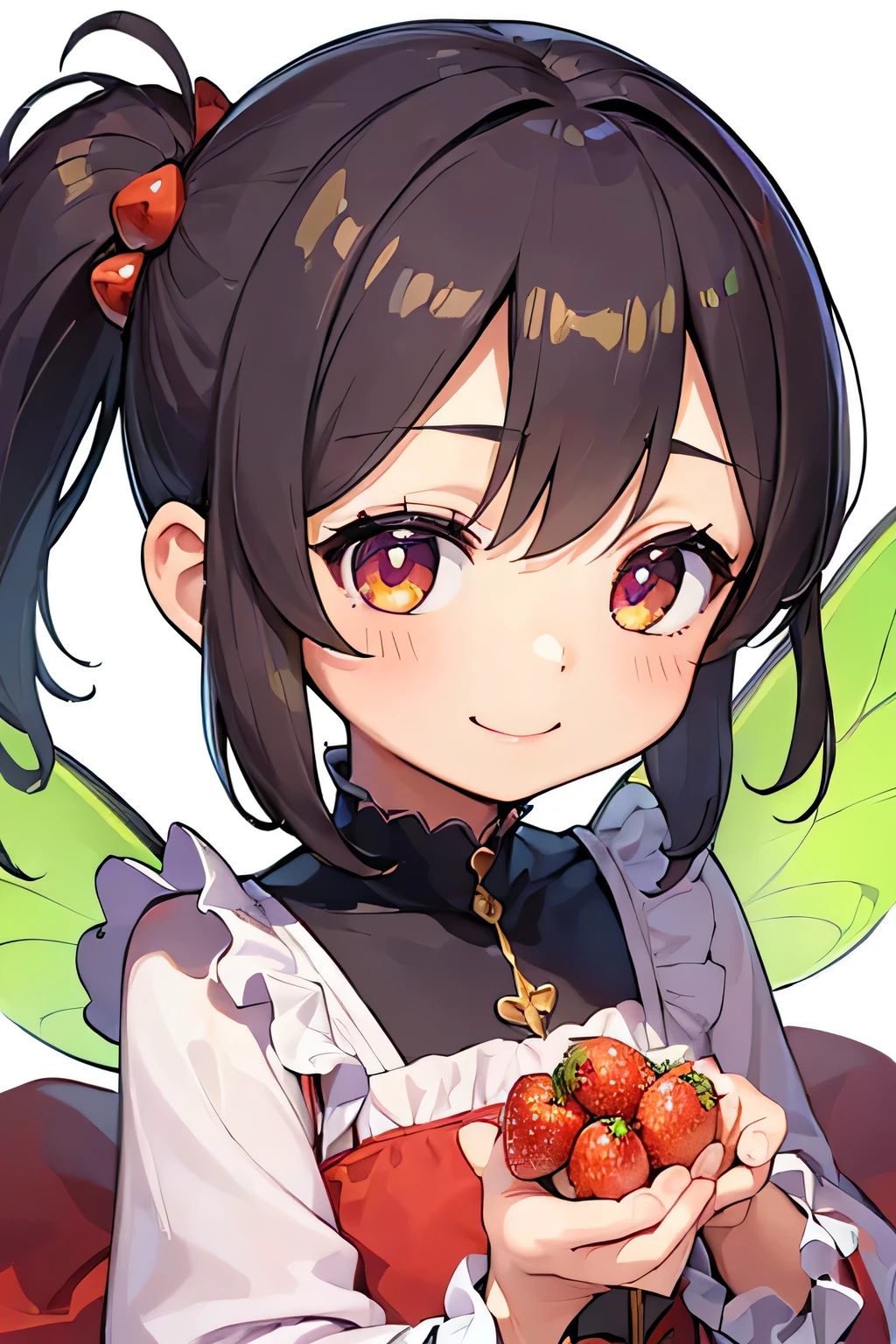 Highest quality、High resolution、Detailed Background、(Beautiful face in every detail:1.4)、Anatomically correct、(Detailed eyes:1.2)、Teenage Girl、Highly detailed face、cute hair color、Bobcut、ponytail、Twin tails、Fairy、A big smile、smile、cute gesture、Cowboy Shot、
(cute2人のFairy:1.5)、Fruit and food costumes、Fruit and Candy Costumes、Colorful and cute、Strawberries or bananas、Donut costumes、cute