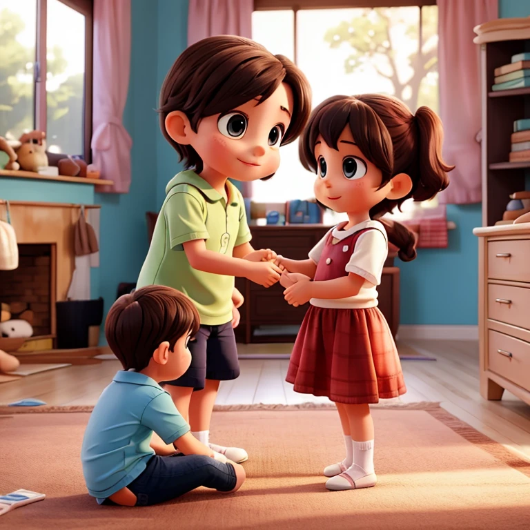 Raising 2 children playing at home