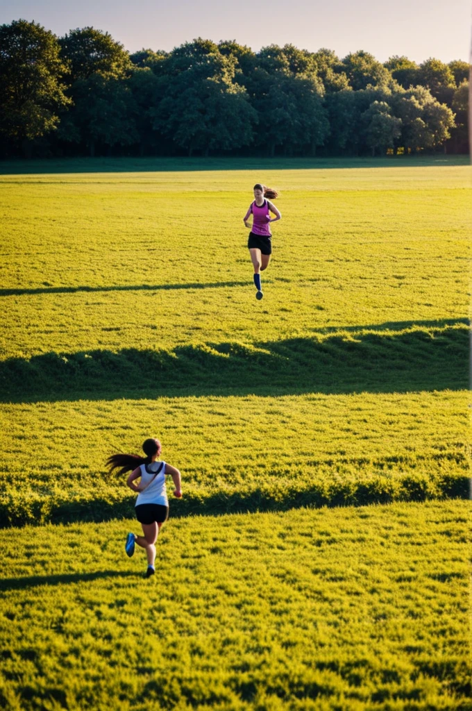 Girl running in a field