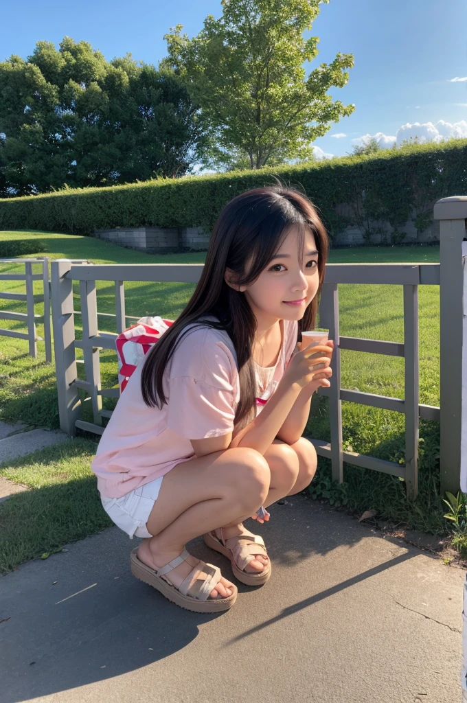 Cute okinawan girl adjustig panties