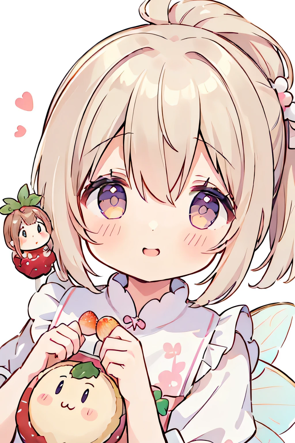 Highest quality、High resolution、Detailed Background、(Beautiful face in every detail:1.4)、Anatomically correct、(Detailed eyes:1.2)、Teenage Girl、Highly detailed face、cute hair color、Bobcut、ponytail、Twin tails、Fairy、A big smile、smile、cute gesture、
(Two cute Fairies are looking at you:1.5)、Fruit and food costumes、Fruit and Candy Costumes、Colorful and cute、Strawberries or bananas、Donut costumes、cute