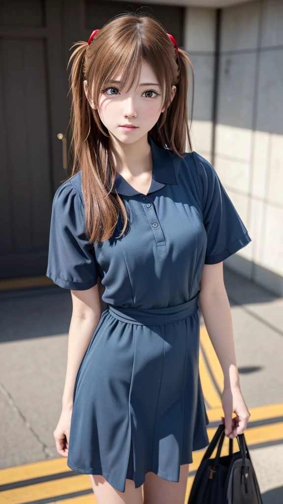 ((Highest quality)), ((masterpiece)), (detailed: 1.4), 3d, Asuka Langley Soryu, Asuka, High resolution (High Dynamic Range), Ray Tracing, NVIDIA, Super Resolution, Unreal 5, Scattered beneath the surface ,PBR Texturing, Post-processing, Anisotropic Filtering, Depth of written boundary, Maximum sharpness and sharpness, Multilayer Texture, Albedo and Specular Maps, Surface Shading, Accurate simulation of light-matter interactions, Perfect proportions ,Octane Rendering,Two-tone lighting,wide aperture,Low ISO,White balance,Three-part method,8K RAW,(masterpiece: 1.4, Highest quality), (Intricate detailed), Unity8k wallpaper, 非常にdetailedな, Beautiful and mysterious, detailed background, Realistic, alone, Perfectly detailed face, detailedな青い目, 非常にdetailedな, blush, hair ornaments, Chignon Mahogany Hair, (blonde), high school girl, Shikinami Asuka Langley, Evangelion, A slim , uniform, Black background, Above the waist,A composition that shows the whole body,