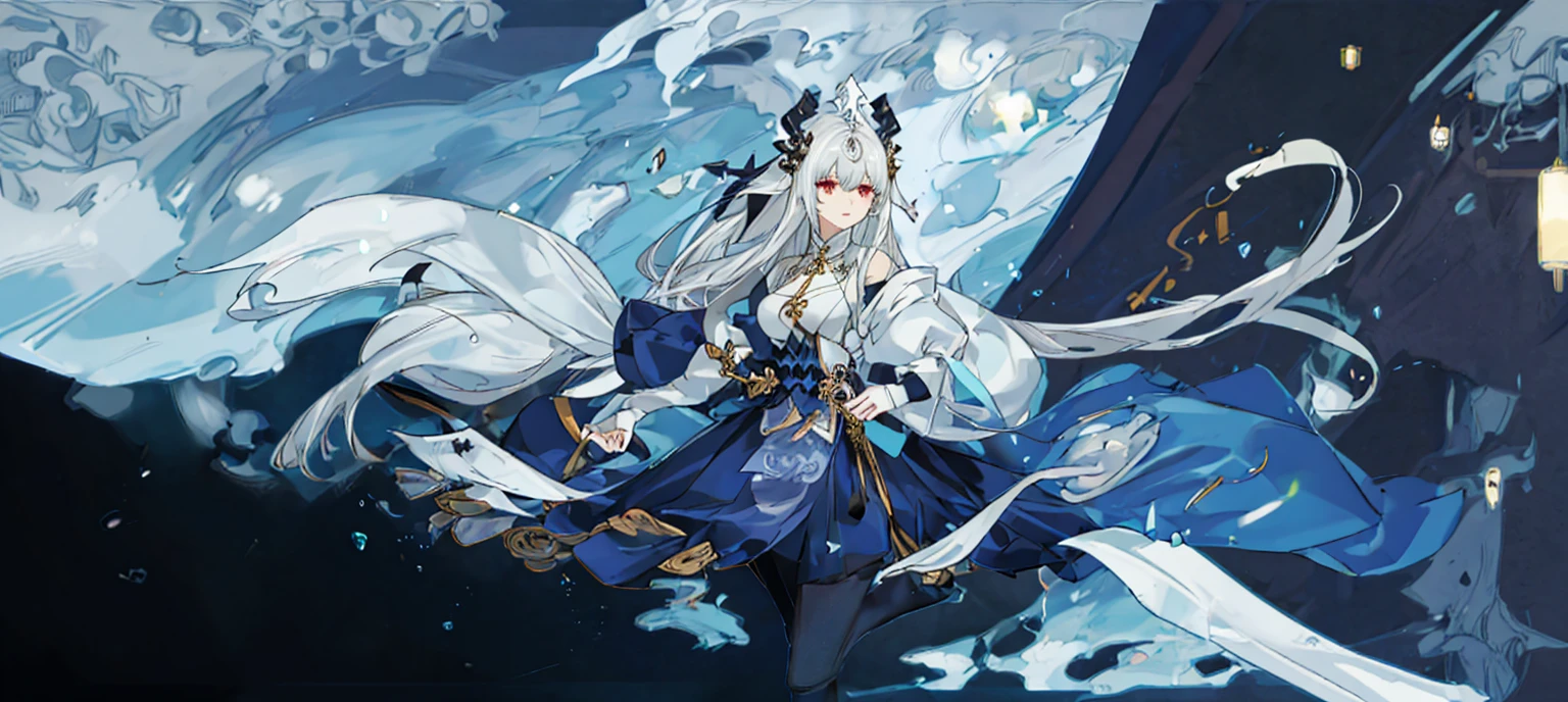White-haired girl Long Guang white silk