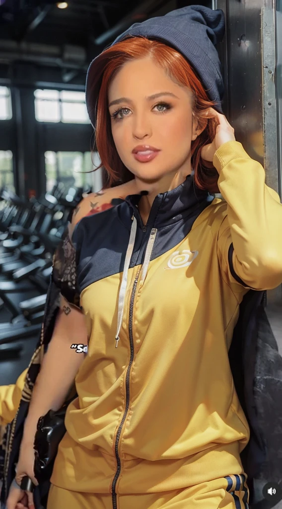 ((best qualityer)), ((work of art)), (detailded), face perfect , redheadwear,Fine body,Cao Cao,
pale skin, Gym Clothing