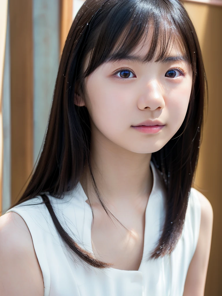 , (japanese Famous idol:1.4) (1cute girl:1.4) (very young face:1.4) best quality, face focus, soft light, ultra high res, (photorealistic:1.4), RAW photo, 1japanese girl, solo, cute, (pupil, lights in the eyes), detailed cute face, (small chest),(high resolution detail of human skin texture), Damask Shirt Dress, (portrait)