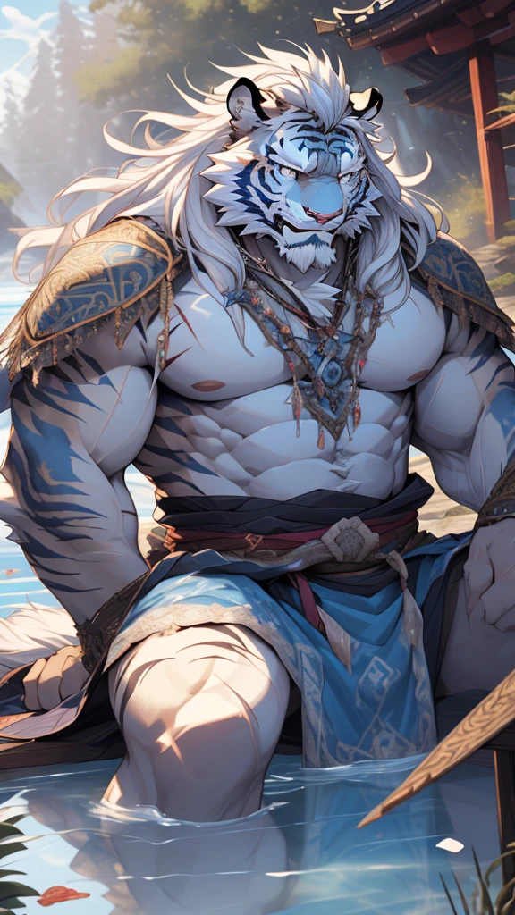 (masterpiece),(highres),(intricate details:1.4),extremely detailed,(illustration:1.2),8k,photorealistic,exquisite,(daddy:1.5),aged,elder male wolf,muscular,(guardian:1.7),(safety guard),black fur,manhood,warrior,(black fur:1.3),long hair,long beard,(numerous scars),(bulging crotch:1.8),(homosexual:1.5),(a serene face:1.9)(naked body:1.6)
