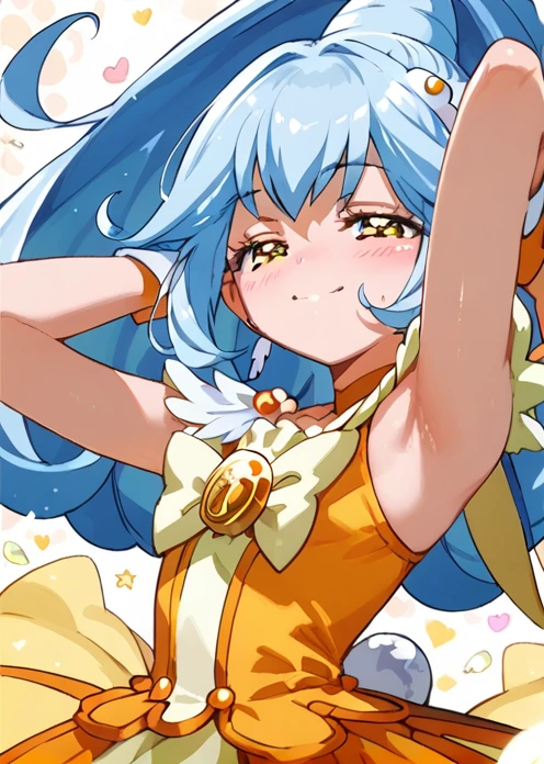 score 9, score 8 up, score 7 up, rating questionable,
detailed background, shiny skin,
curepeace,
half-closed eyes, suggestive smile, armpit, blush,