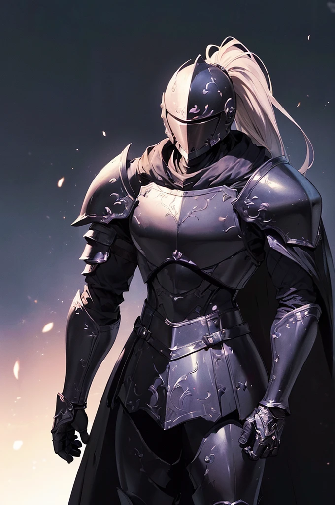 (masterpiece; best quality: 1.2), ((full armored knight man)), ((solo)), (black eyes: 1.4), (body; toned, lean, masculine: 1.3), (beautiful and clear background: 1.2), ((depth of field)), (equipment: full plate all-dark blacksteel realistic armor + closed helmet with ponytail + black cape: 1.3), (anime illustration: 1.2), (background composition; royal chambers + furniture: 1.1), (extremely fine and handsome: 1.1), (shot composition; standing + centered on torso + close-up: 1.5)