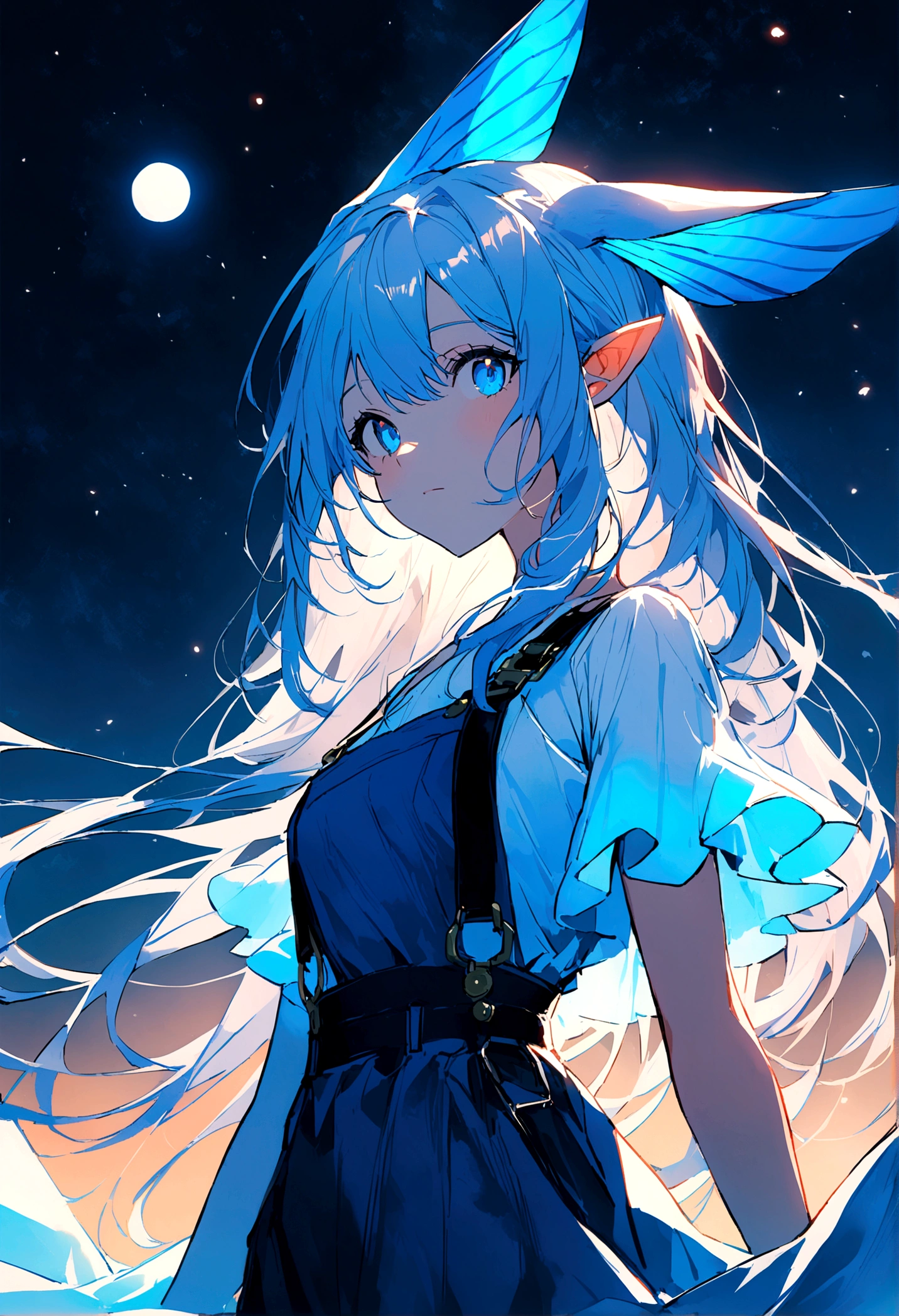 18-year-old creates spectacular sightale。Ears are like fish fins。Overall light blue glow。