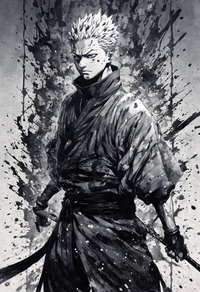 Ink Painting,Black and white painting,splash,Jujutsu Kaisen Gojo Satoru