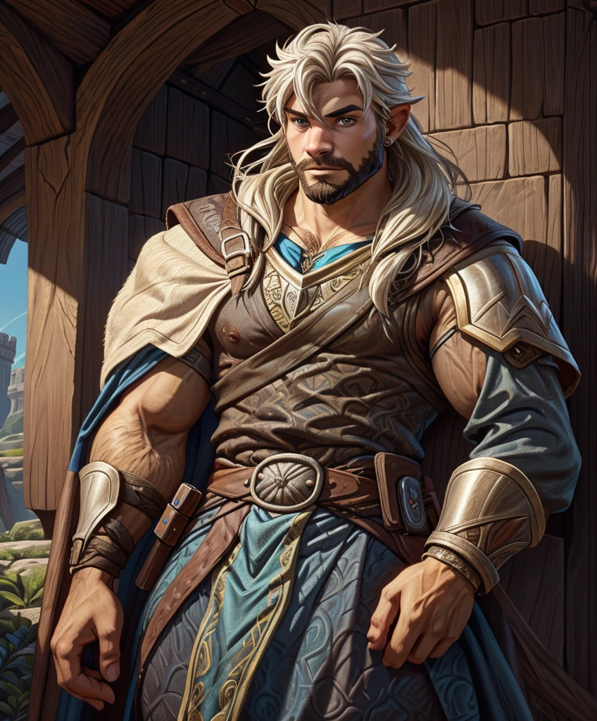 (((Luxurious white hair and sexy smirk.))) (((18 years old.))) (((18yo.))) (((Cute smirk.))) (((Single character image.))) (((1boy))) (((Looks like beefcake male fantasy character.))) (((18 years old.))) (((18yo.))) (((Dressed in medieval fantasy attire.))) Cute guy. Hot guy.  (((Looks like Adonis.))) (((Dressed in medieval fantasy attire.))) (((Intense, sexy stare.))) (((Beautiful long sexy hair.))) Boyfriend in a fantasy setting. Looks like a fun-loving and heroic male adventurer for Dungeons & Dragons. Looks like a very attractive male adventurer for a high fantasy setting. Looks like a hot boyfriend. Looks like a handsome and rugged male adventurer for Dungeons & Dragons. Looks like a handsome male for a medieval fantasy setting. Looks like a Dungeons & Dragons adventurer, very cool and masculine hair style, black clothing, handsome, charming smile, adventurer, athletic build, excellent physique, confident, gorgeous face, gorgeous body,  detailed and intricate, fantasy setting,fantasy art, dungeons & dragons, fantasy adventurer, fantasy NPC, attractive male in his mid 20's, ultra detailed, epic masterpiece, ultra detailed, intricate details, digital art, unreal engine, 8k, ultra HD, centered image award winning, fantasy art concept, digital art, centered image, flirting with viewer, best quality:1.0,hyperealistic:1.0,photorealistic:1.0,madly detailed CG unity 8k wallpaper:1.0,masterpiece:1.3,madly detailed photo:1.2, hyper-realistic lifelike texture:1.4, picture-perfect:1.0,8k, HQ,best quality:1.0,

 best quality:1.0,hyperealistic:1.0,photorealistic:1.0,madly detailed CG unity 8k wallpaper:1.0,masterpiece:1.3,madly detailed photo:1.2, hyper-realistic lifelike texture:1.4, picture-perfect:1.0,8k, HQ,best quality:1.0,


