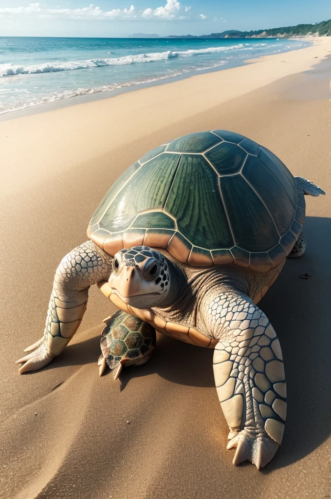 Turtle on a sunny beach