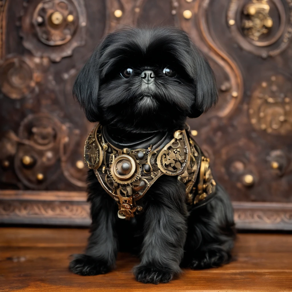 Adorable small black Shih Tzu puppy 